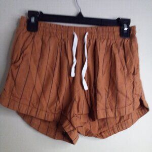 Billbong Shorts Women S Elastic Waist Drawstring Casual Stripe Brown